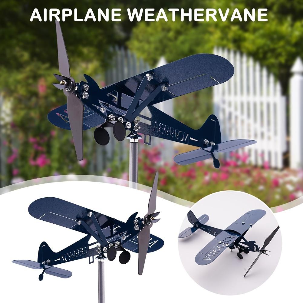 Metalen Vliegtuig Weerhaan 3D Piper J3 Cub Wind Spinner Windmolen Tuindecoratie Huis Buiten Dak Vliegtuig Indicator Windrichting P1C8