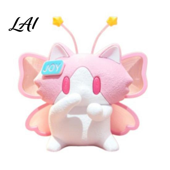 Heart Warming Gift for Holidays Cute 3D Printed Cat Figurine Cartoon Desk Ornament with Playful Mouth Covering Novelty Birthday Design Compact