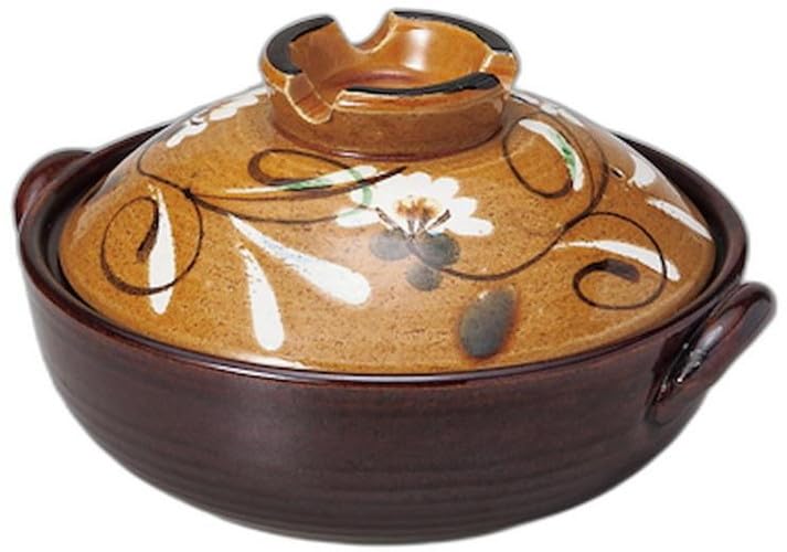 Yellow Flower Earthenware Pot X 19 X Earthenware Can Be Used Over an Open Setomonohonpo 6.0 [22.5 11.5cm 700cc] Pot, Ceramic, Flame,