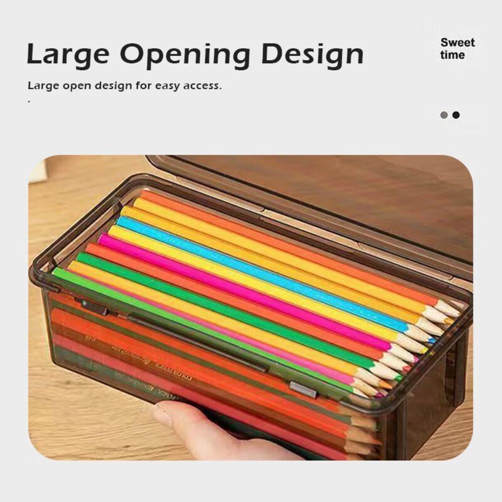 Plastic Pencil Case Transparent Black Stationery Storage Box Stationery Organizer  Students
