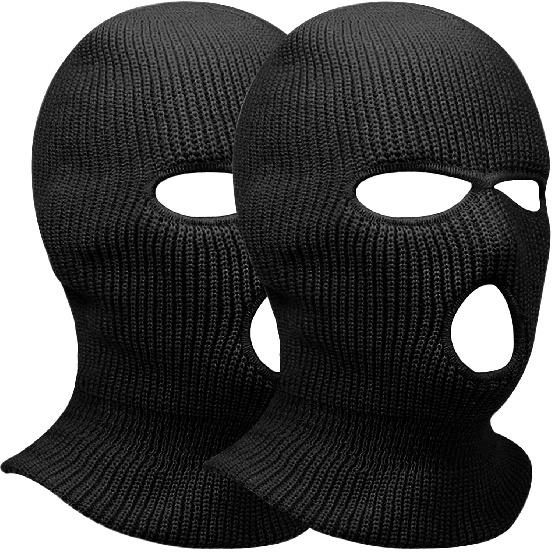 2Pcs 3 Hole Winter Knitted Mask, Full Face Cover Ski Scarf Mask Warm Balaclava For Adult Skiing, Motorcycle,Wind Protection
