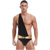 Mens Ancient Greek Roman One Shoulder Metallic Belt Briefs Toga Jumpsuit