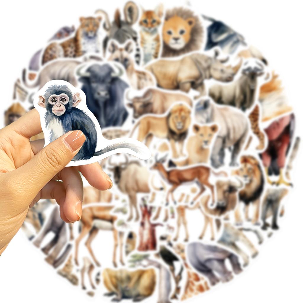 50 Cartoon African Animals Doodle Stickers Decorative Guitar Notebook Suitcase DIY Waterproof