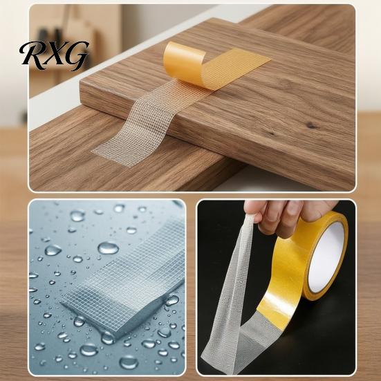 Temporary Fabric Fixing Tape Heavy Duty Double-Sided Tape, Mesh Adhesive No Residual Glue Strong Fiberglass Design, for Industrial Strength