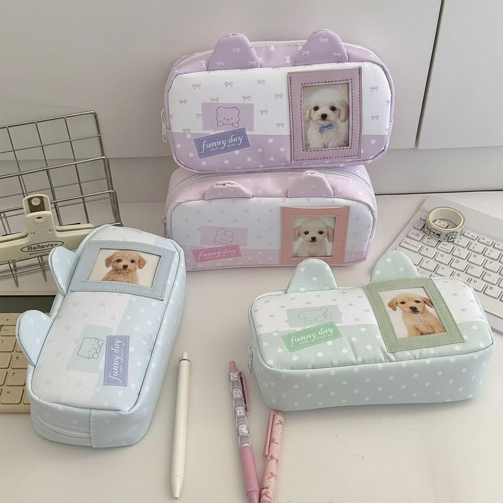 Large Capacity Pencil Case Polka Dot Star Bow Pencil Pouch Cute Pen Bag  School Supplies
