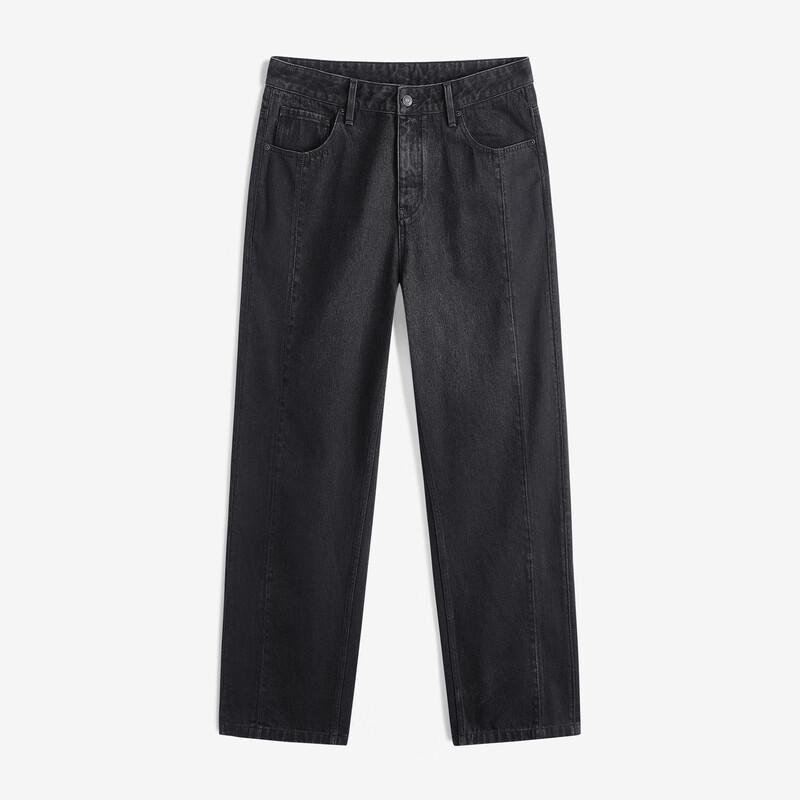 GXG Men's 2024 Patchwork Straight-Leg Black Denim Jeans