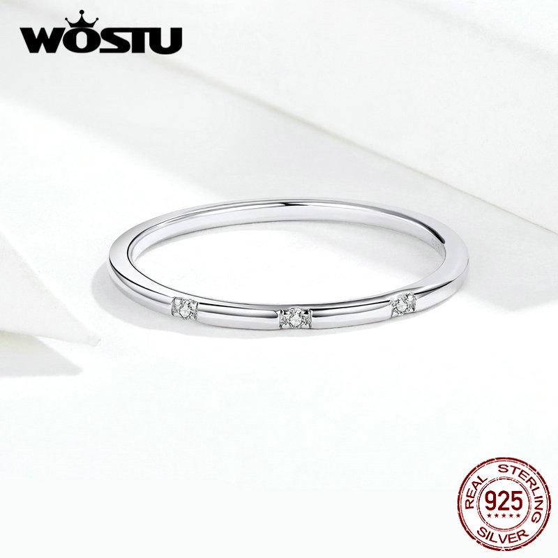 WOSTU Bague minimaliste en argent Sterling 100% véritable 925 pour femmes, bagues de mariage délicates