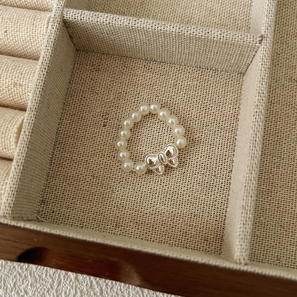 Maillard Parel kralen Ring Dames Elastisch Koord Literaire Gestapelde Wijsvinger Ring High-end Handgemaakte Ring Sieraden