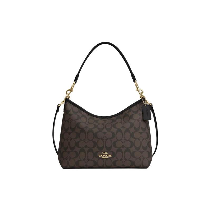 

COACH shoulder bag Laurel 31 Commuting Large Capacity Detachable Strap Signature Coated Canvas and Smooth Leather Hobo Underarm Crossbody Handbag чорний