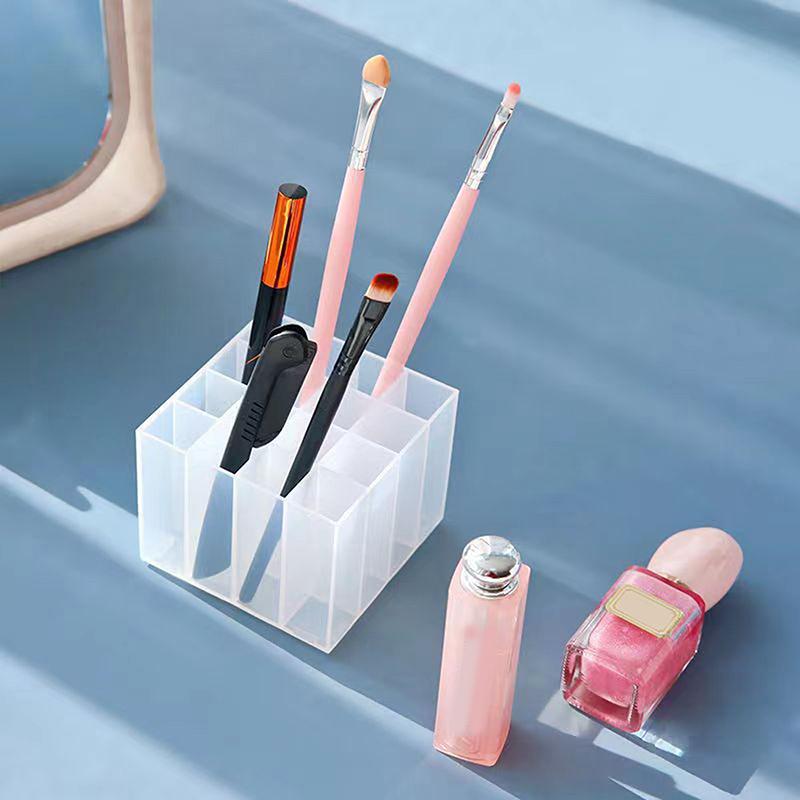 Boîte de rangement pour pinceaux à ongles Support pour pinceaux de maquillage Organisateur support en plastique pour outils à ongles Étagère d'exposition pour pinceaux d'art des ongles