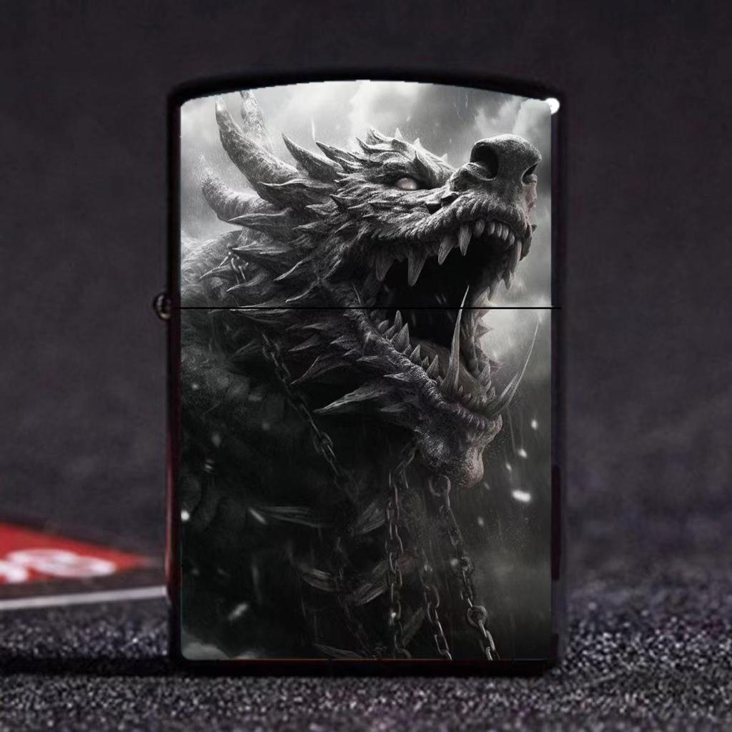 Azure Dragon, White Tiger, Vermilion Bird & Black Tortoise Kerosene Lighter – Creative Design for Douyin