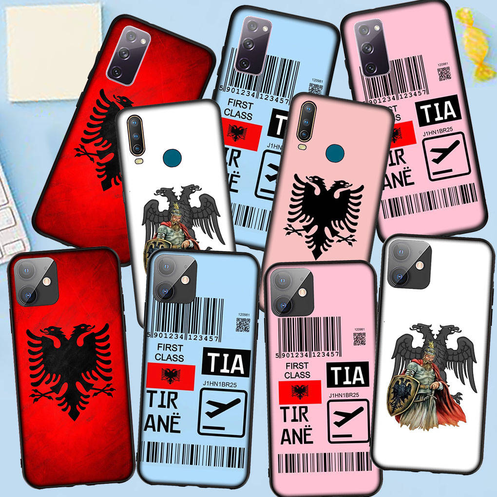 Phone Case for Samsung Galaxy S25 S24 S23 iPhone 16 15 Xiaomi Redmi Note 14 13 12 16E X 8 11 Pro Max OPPO Moto Huawei A15 Albania Albanians Flag Cover