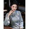 Small cheongsam 1011 new women's new Chinese-style improved dress blue suede high-end atmosphere autumn and winter
