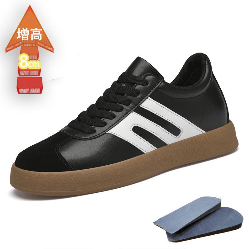 

Men s leather casual board shoes daily work white shoes invisible height increase 8CM men s shoes 44