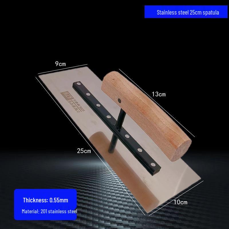 Bent Wood Handle Blue Steel Putty Knife & Drywall Scraper