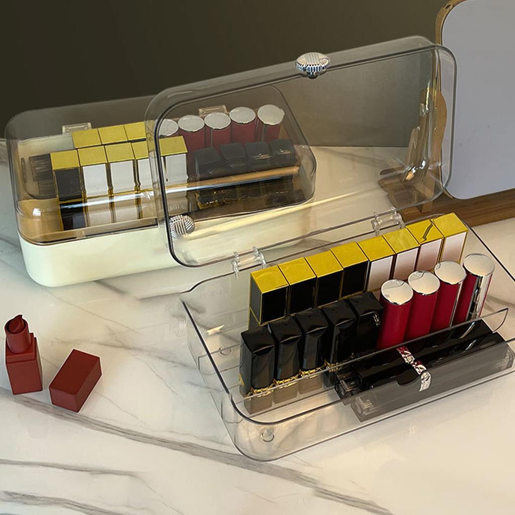 Long Cosmetic Storage Organizer Box with Clear Lid Dustproof Cosmetic Storage Jewelry Display Boxes