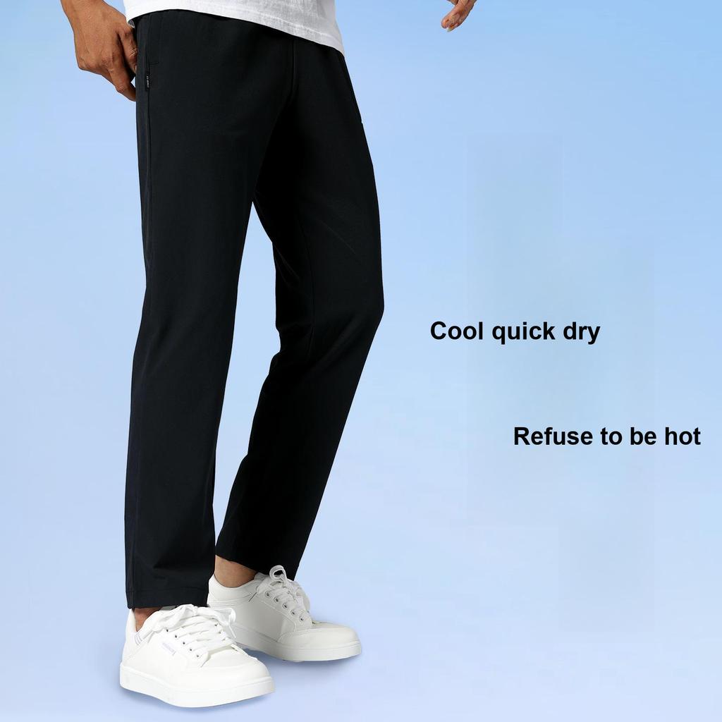 Li-Ning Solid Color Logo Elastic Fashion Sports Quick-Dry Straight Leg Casual Pants Men bottoms Black AYKVC29-1