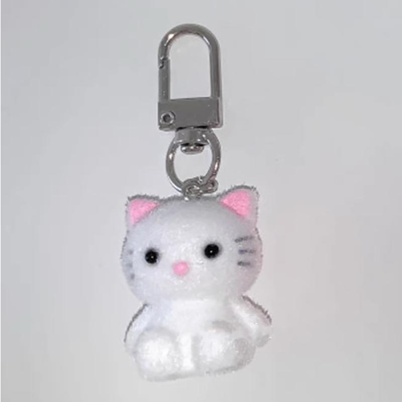 

Кавайный флокированный котенок брелок милый кот брелок милый подвес для сумки украшение для рюкзака аксессуары для ключей подарки для девочки