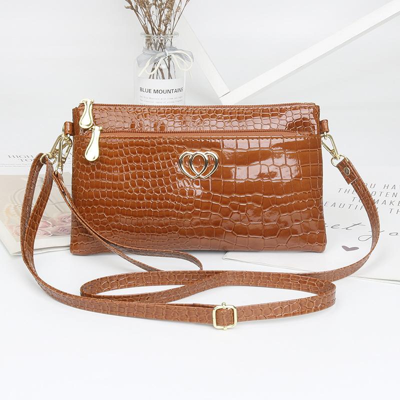 Fashion new glossy patent leather women's bag messenger bag casual alligator pattern women's clutch bag women's small bag