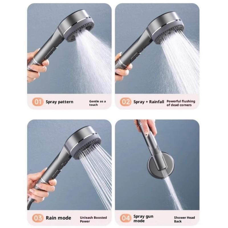 Water Saving High Pressure Filter Shower Head 4 Sprays Setting Massage Hand Showerhead For Enhanced Bath Experience