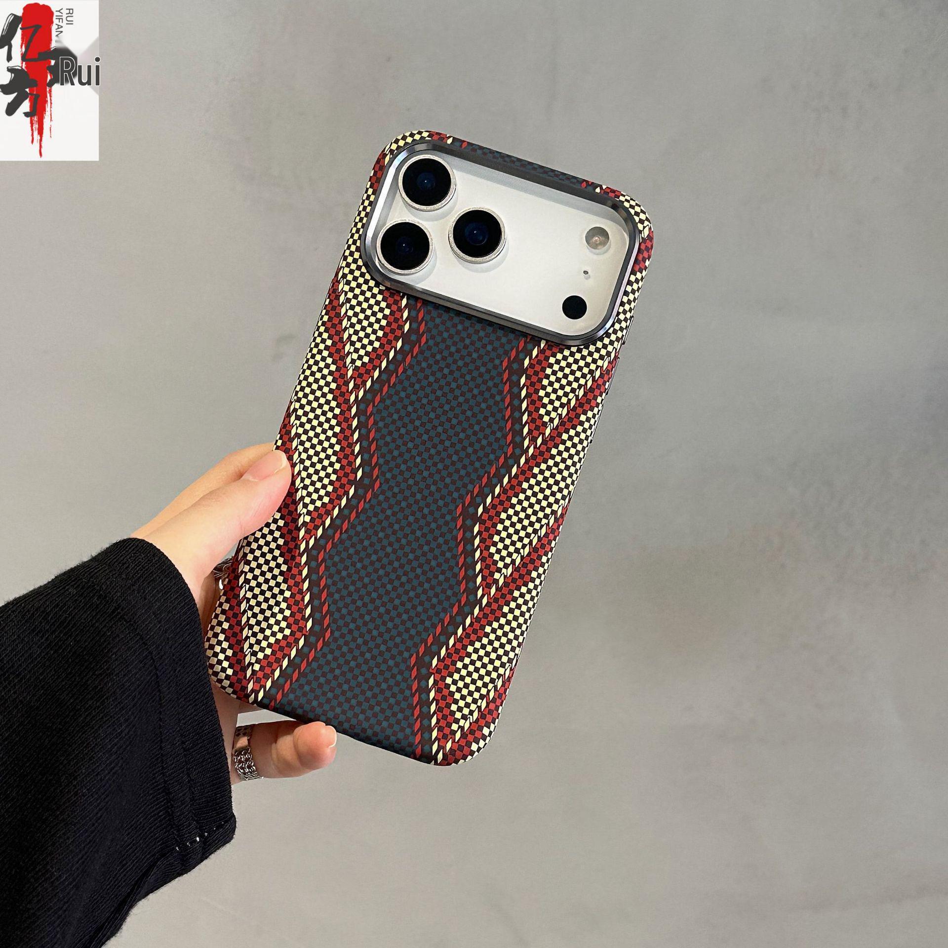 

Kevlar Pattern Magnetic Case for iPhone 17 Pro Max - Skin-Feel Drop-Proof Hard Case iPhone 14 Pro