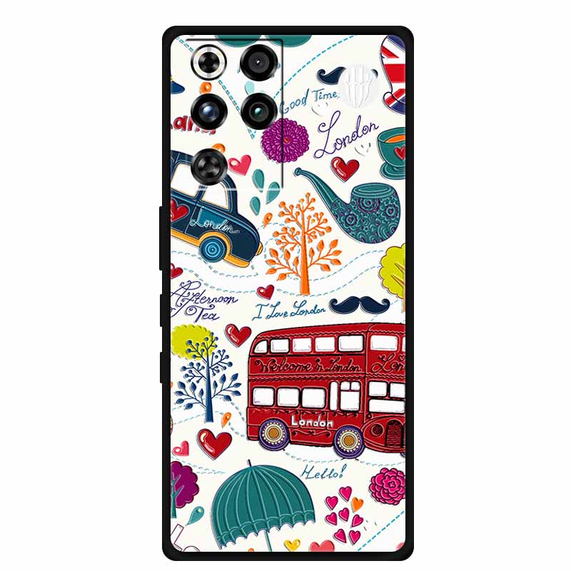 For ZTE Nubia RedMagic 11 Pro 5G Case 3D Emboss Flowers Relief Soft Black Silicone Back Cover For ZTE Nubia RedMagic 11Pro Funda