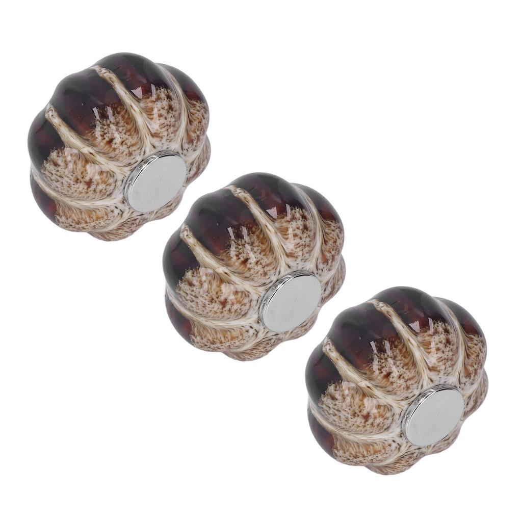 3 Pcs Classical Ceramic Pumpkin Door Pull Handle Knobs For Kitchen Cabinet Drawer Cupboard Silver