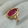 Vintage Gorgeous Inlaid Oval Synthetic Ruby Golden Plated Ring for Women Elegant Temperament Banquet Festival Jewelry Accessory