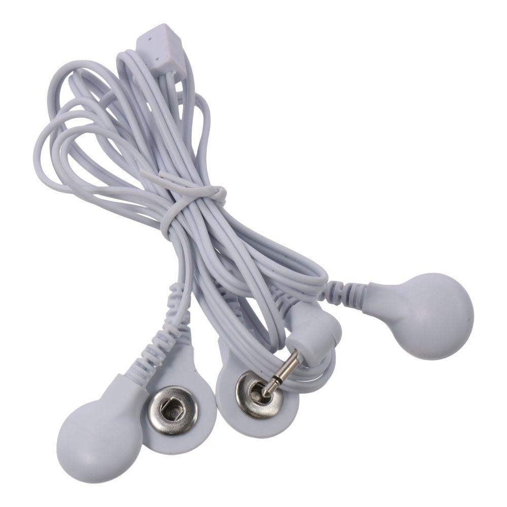4-in-1-Elektrodenkabel Weiß 4-adriges Druckknopf-Elektrodenkabel Kabel-Leitkabel Elektrischer Massager