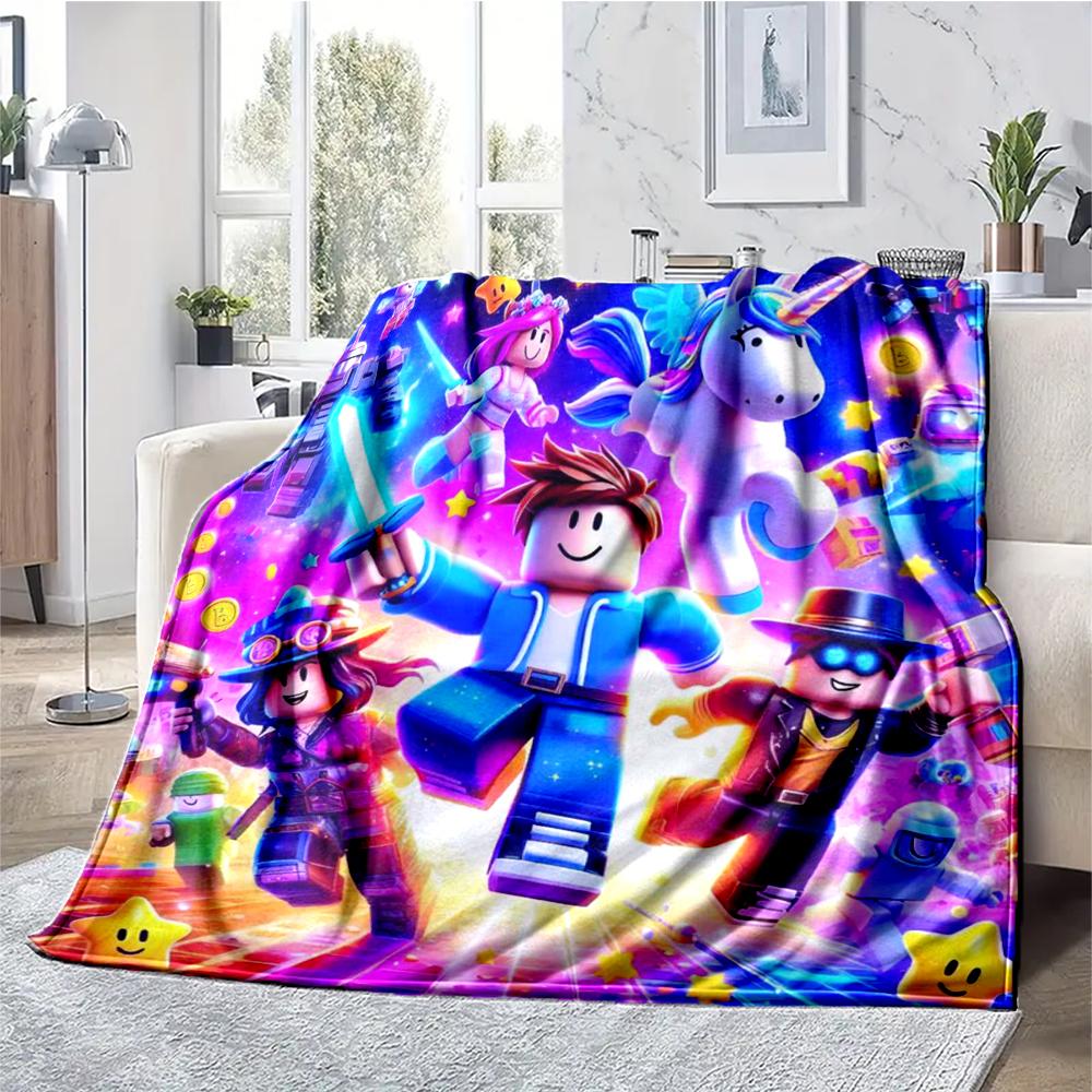 Roblox Theme Printed Blanket - Perfect for Couch, Bed, Travel & Outdoor Use | Machine Washable, Cozy & Durable.