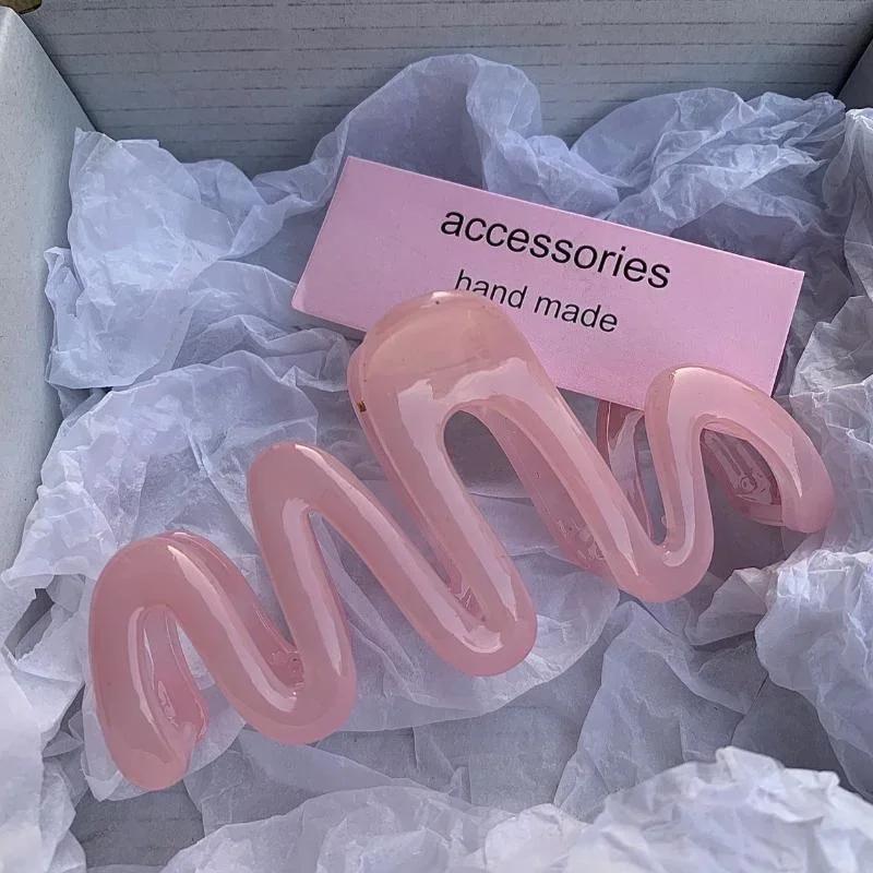 Colorful Jelly Wave Hair Claw Hairpin Girls Fashion Temperament Women's Korean Sweet Simple Irregular Elegant Headwear Gifts