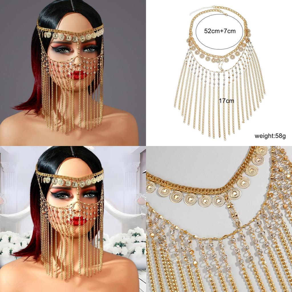 Fashion Head Chain With Water Drill Dangling Tassels For Womens Accessories