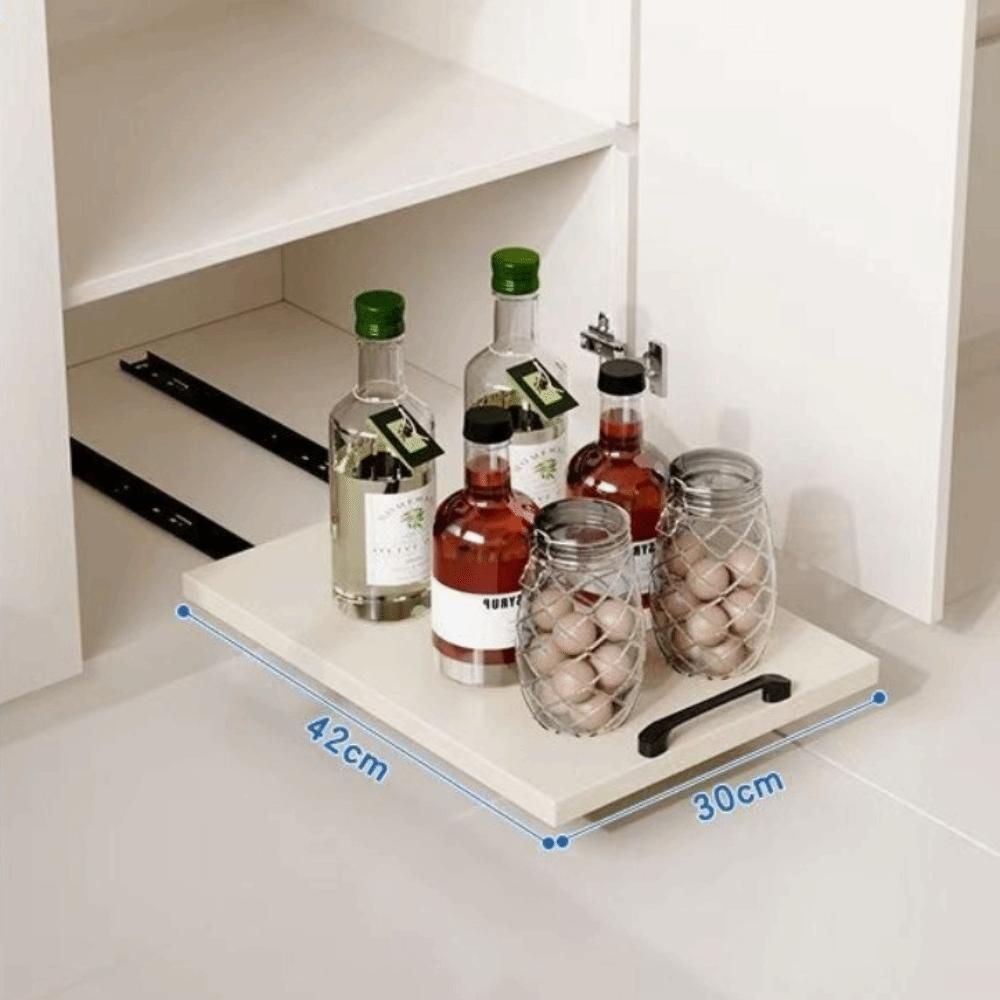 Slide Out Kitchen Storage Shelf No Drill Storage Tray Cabinet Organizer  Dishes Cups Supply