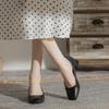 Soft leather thick heel single shoes women's summer and autumn square head medium heel professional high heels soft sole interview job shoes