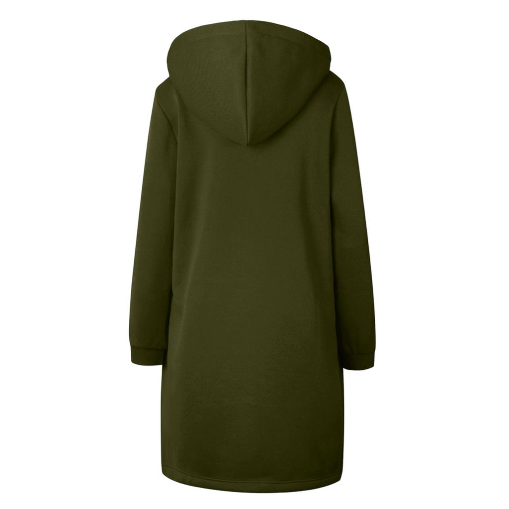 Women's Sweatshirt Elongated Loose Long-sleeved Hooded Jacket With Pockets