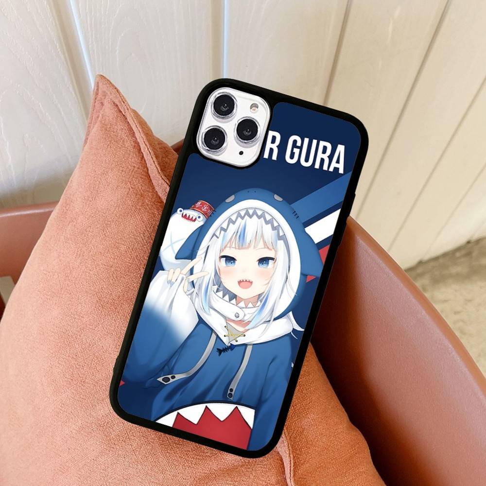 Cute G-Gawr Gura Virtual Phone Case For IPhone 17 16 Pro Max 11 12 13 14 15 Hard PC+TPU Bracket Back Cover