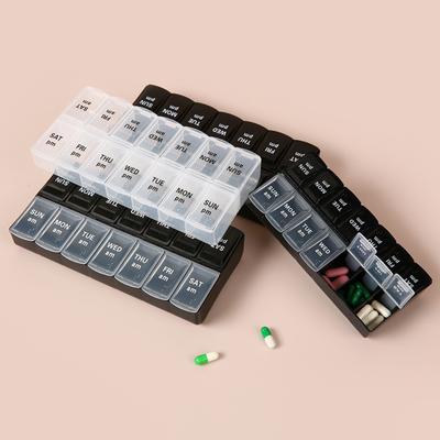 New Portable Hot Premuim Weekly Pill Organizer Case Box Storage Container 7 Day 2 Times 14 Grids for Vitamin Medicine Fish Oils