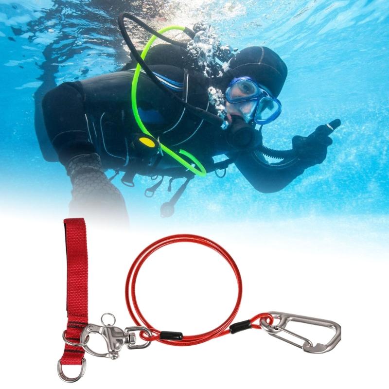 Underwater Diving Freediving Lanyard Diving Safety Lanyard Rope with Wristband & Carabiner Dive Accessories Enduring