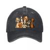 Whimsical Mixed Breed Dog Portraits Washed Baseball Cap Outdoor For Womens Unisex FeUnisex Dad Hat