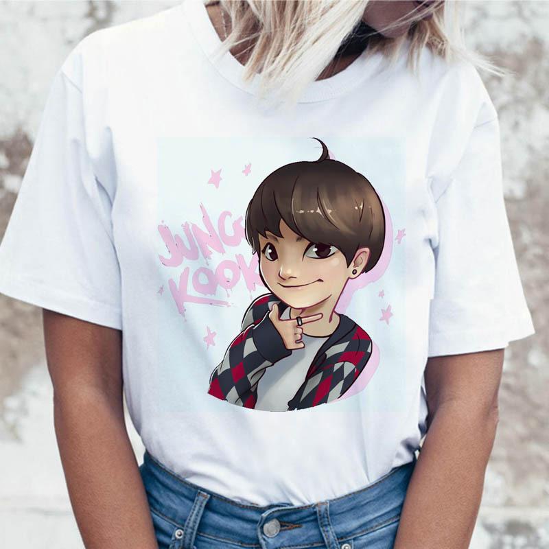 JIN SUGA J HOPE Women JIMIN V JUNGKOOK Top Kpop T Shirt Korean Pop Music Group Short Sleeve Shirt Funny Graphic Female Tee K-pop