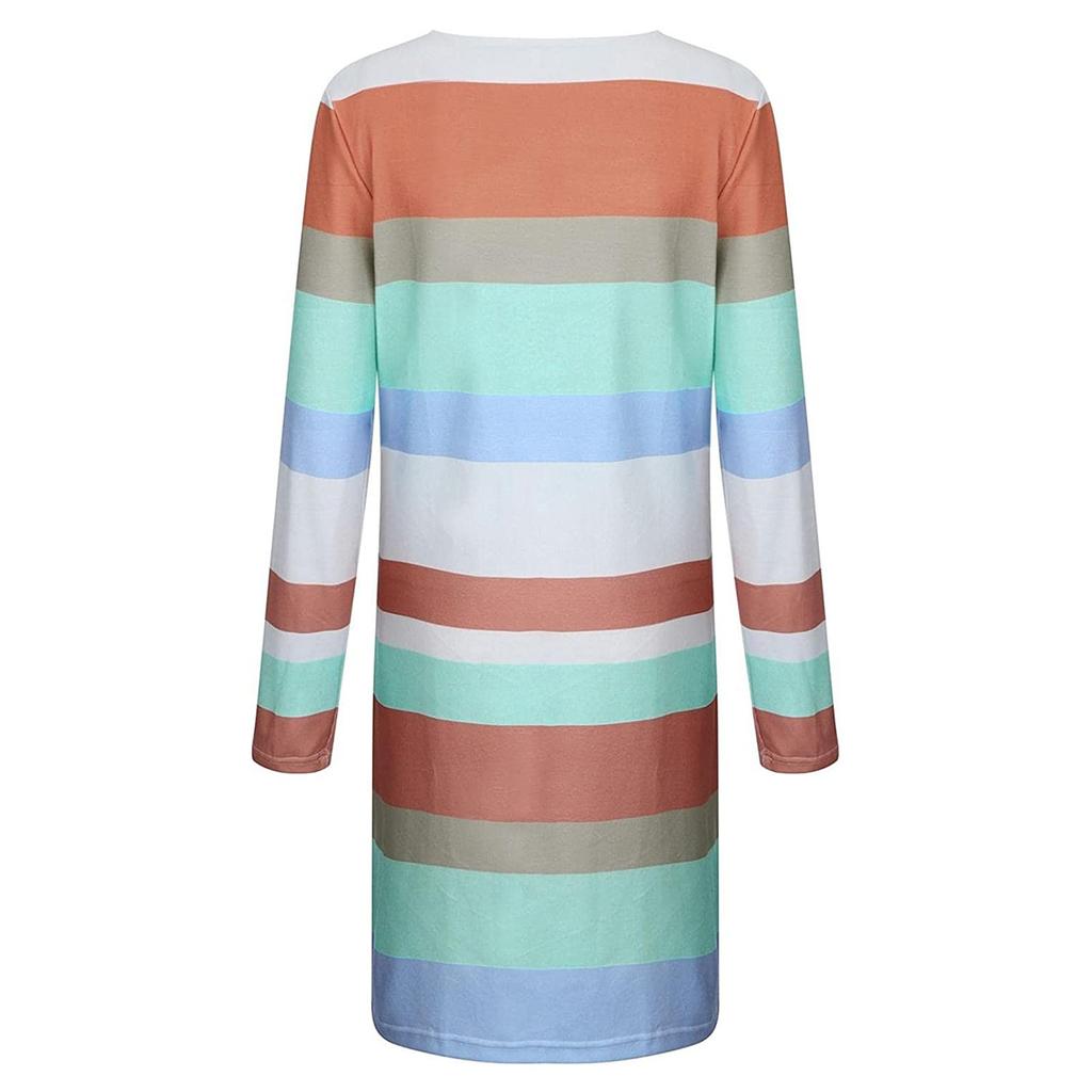 Mote Kvinner Casual Striper Lappverk Langermet Cardigan Bluse Topper