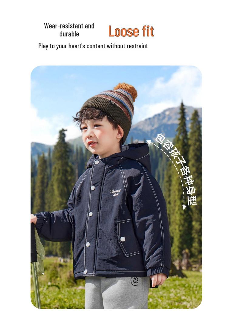 European Boys' Waterproof Padded Winter Jacket with Fleece Lining - Trendy 2025 Children's Outerwear for Toddlers