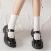 Ruffle Socks for Women 5pair /Lot Mid Crew Middles Tube Ankle High Breathable Black White Female Spring Autumn Sock