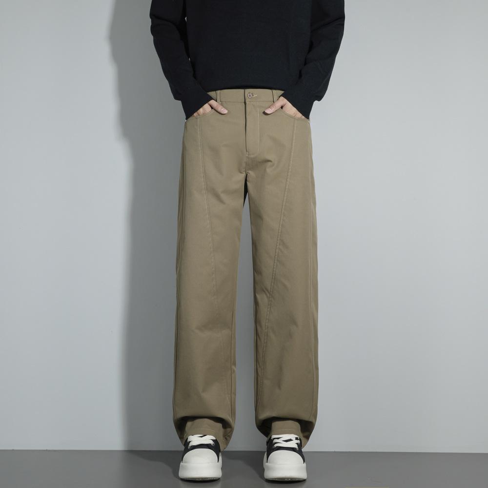 American Retro Summer New Casual Pants Men's Trendy Brand Loose Straight Simple Basic Color Commuter Long Pants Men