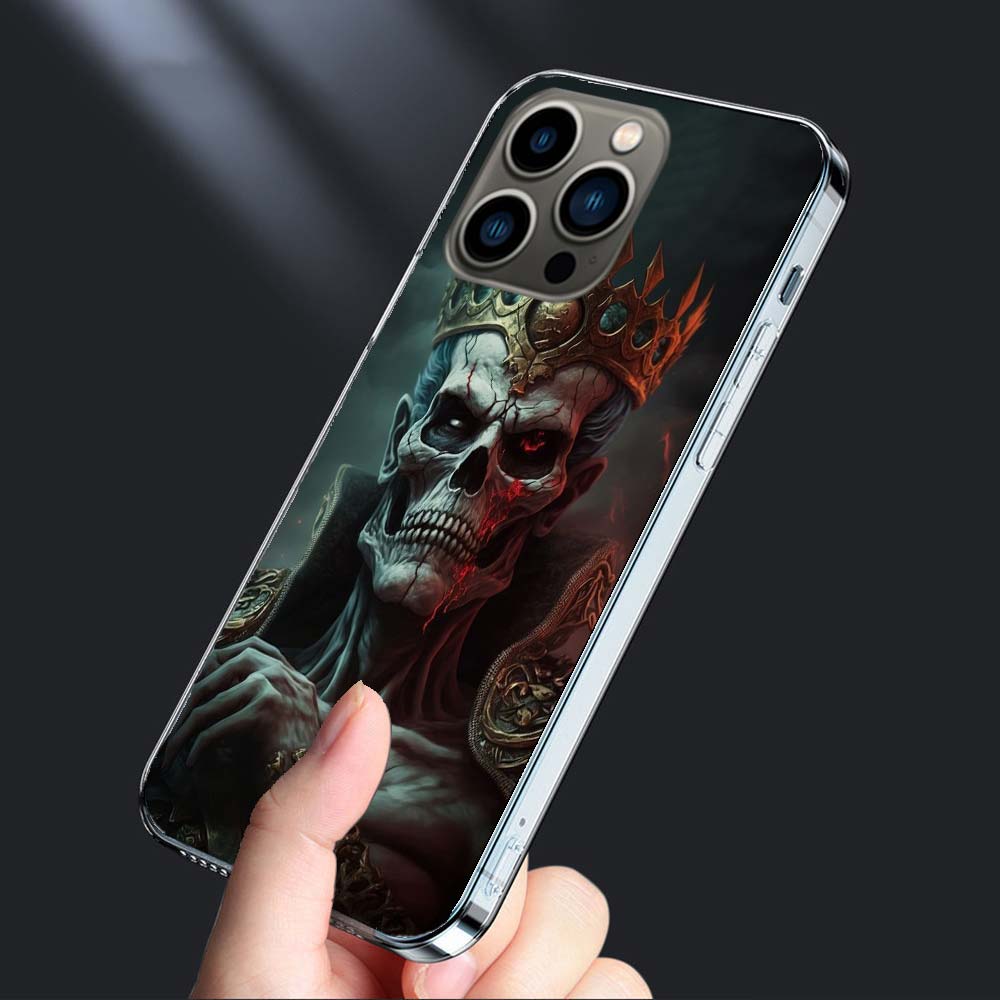 Crown Skeleton Emperor Phone Case For Iphone 16E 15 Pro 14 Plus 17E 16 17 Pro Max Air 11 12 13 Mini Shockproof Capa Cute Cove