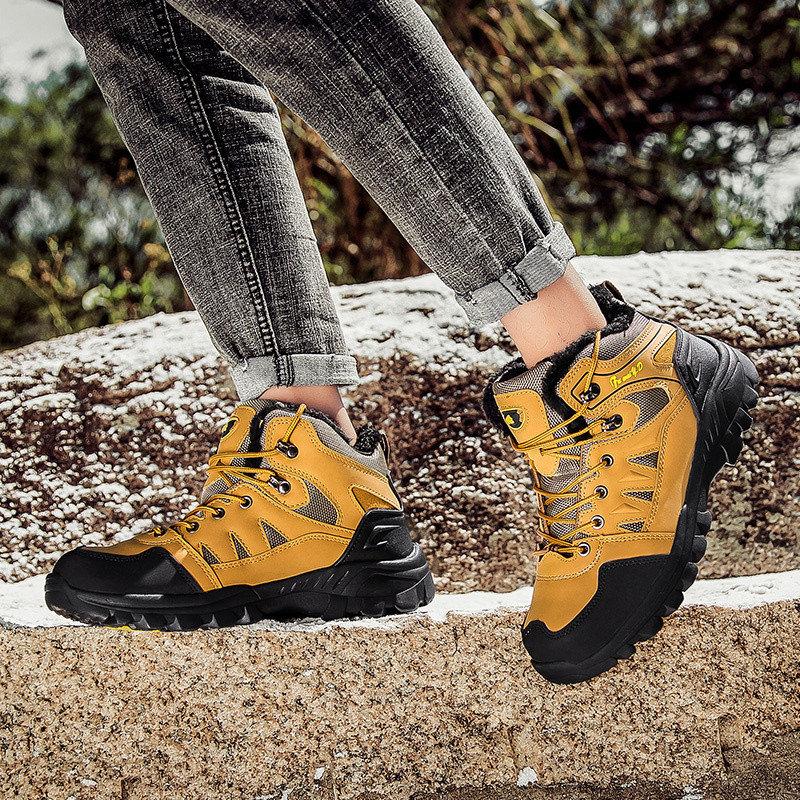 Brown Men's Hiking Boots Unisex Trekking Sneakers Women High Top Anti-slip Walking Shoes Men Outdoor Breathable Climbing Shoes