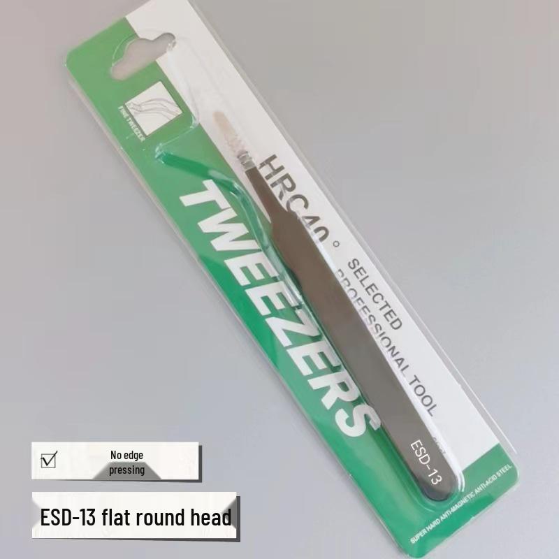 Black Anti-Static Stainless Steel Curved Tip Tweezers Set for Nail Art, Journaling, and Repairs