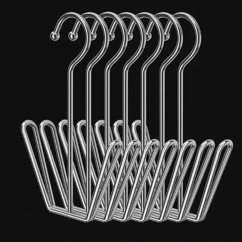 2/5Pcs Stainless Steel Shoe Rack Hangers Metal Storage Box Space-Saving With Closet Hooks Silver Home Laundry Accessories