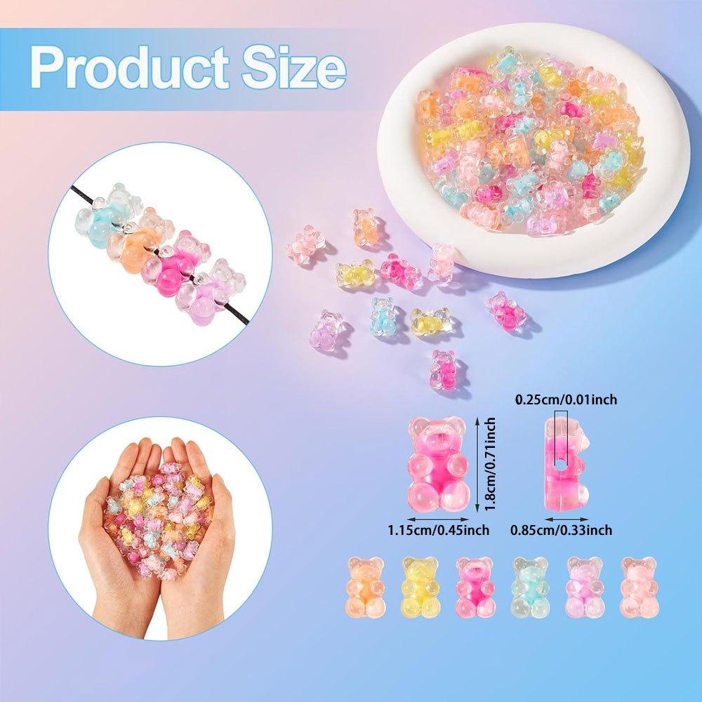 10/20/50 Stück Acryl Weichzucker Bären Perlen Rosa Tierperlen Transparent Zufällige Farbe Armbandperlen Kunsthandwerk DIY Schmuckherstellungszubehör