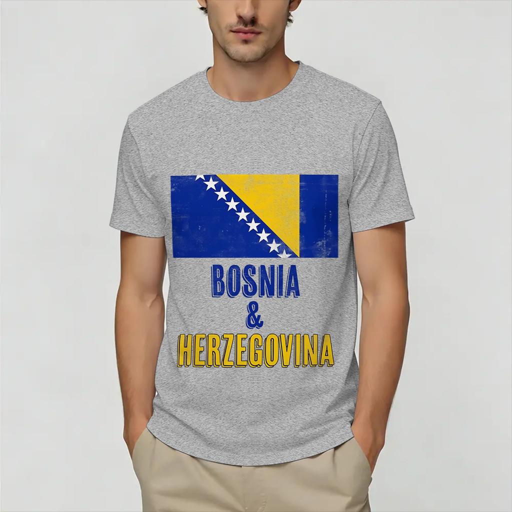 Bosnia and Herzegovina Flag T Shirt Unisex Pure Cotton Fashion TShirts Round Neck Tee Shirt Short Sleeve Clothing Plus Size